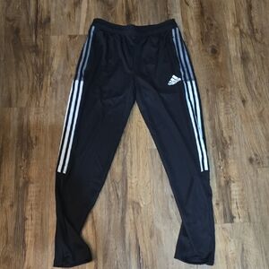 Adidas Kids Black Joggers with White Stripes